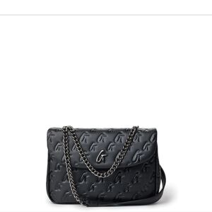 Glam-Aholic Medium Elegant Black Embossed Shoulder Bag Vegan Leather